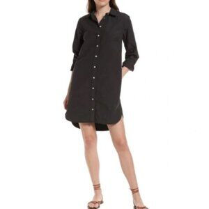 Faherty Whitney Organic Cotton Shirtdress Washed Black Casual Lagenlook Beachy M